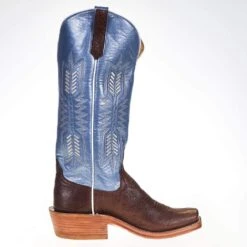 Rios Of Mercedes Women's Ride Ready KangoTobac Smooth Ostrich 15in. Blue Top Cowgirl Boot -Western Denim Store 106141 4