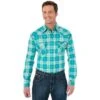 Wrangler Men's Flame Resistant Green Long Sleeve Shirt -Western Denim Store 160791 default l