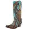 Corral Women's Tan Embroidery-Turquoise Overlay 13 In Top Snip Toe Boot -Western Denim Store 162540 default l