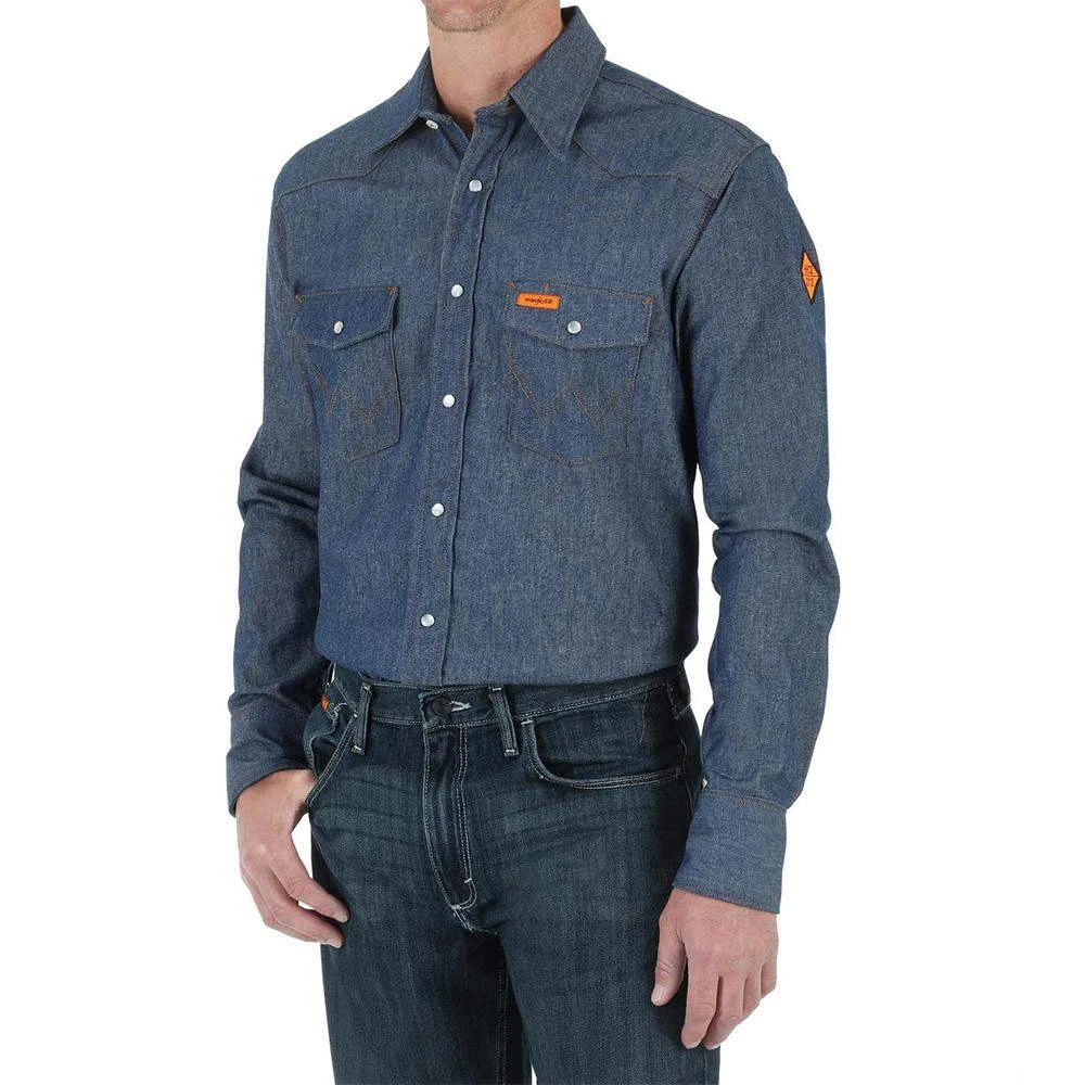 Wrangler Mens FR Flame Resistant Long Sleeve Twill Work Shirt 3 Wrangler Mens FR Flame Resistant Long Sleeve Twill Work Shirt
