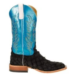 Anderson Bean Men's Matte Black Bass Boots 13in. Blue Luster Top Boot -Western Denim Store 323501 4