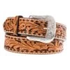Western Fashion Men's Twisted X Tan Floral Brown Buckstitch Belt -Western Denim Store 76401 default l