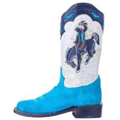 Corral Women`s Blue Suede Inlay Cowgirl Boot -Western Denim Store A4210 3