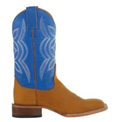 Justin Boots Women's Hayes Tan 11` Blue Square Toe Boot -Western Denim Store JP2601 5