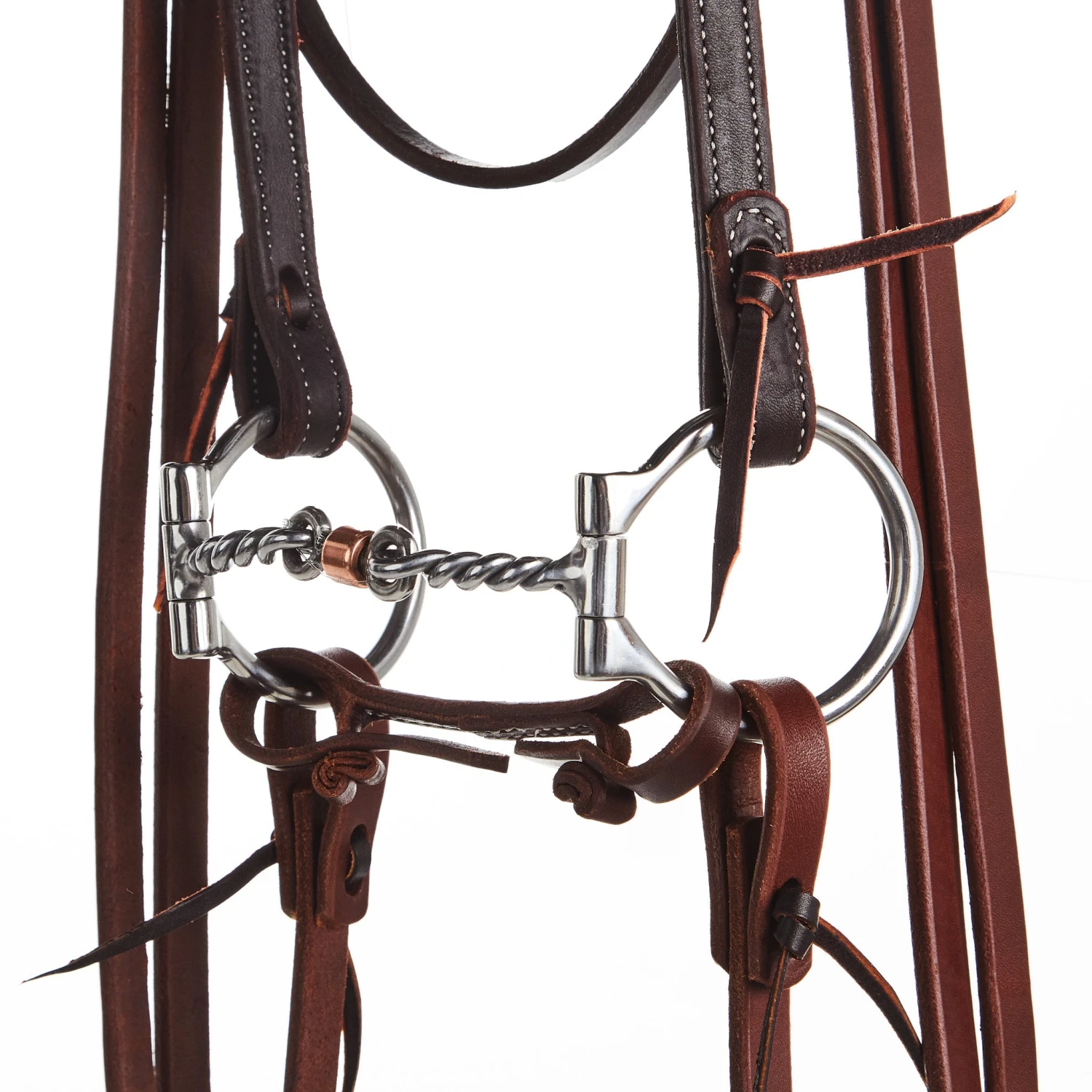 Nrs Tack Horse Bridle Set With Twisted Wire Dog Bone Snaffle Bit 4 Nrs Tack Horse Bridle Set With Twisted Wire Dog Bone Snaffle Bit - Image 2