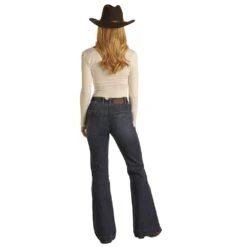 Rock & Roll Denim Women's High Rise Dark Wash Trouser -Western Denim Store W8H2687 3